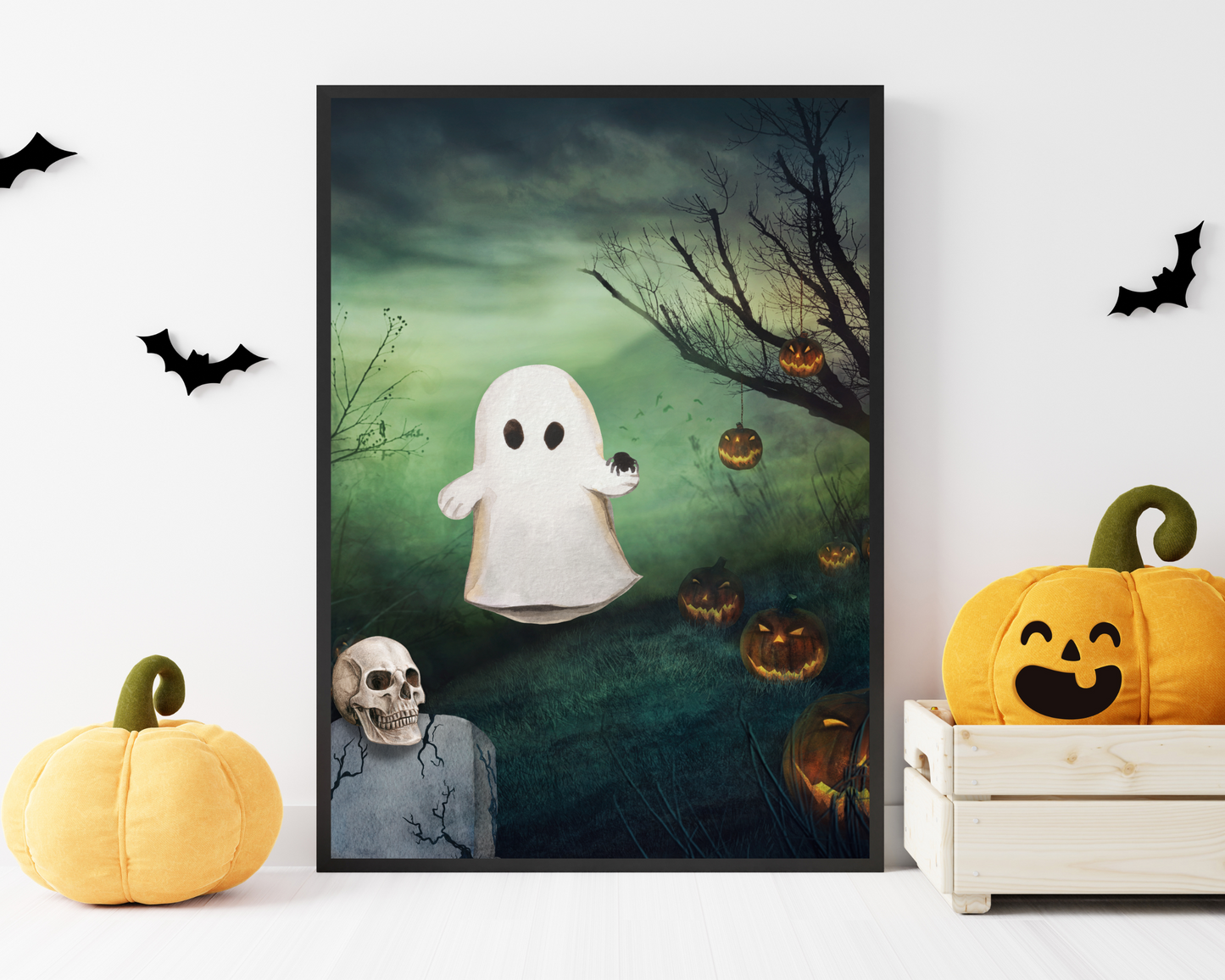 Spooky Ghost Halloween Art Print, Digital Download