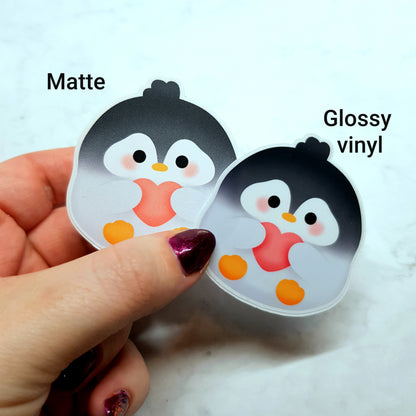 Penguin holding heart Die Cut Sticker