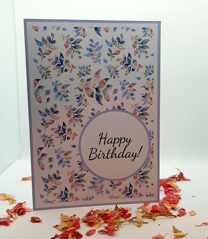 Botanical Folded Birthday card, Blank Inside, Envelope Included.