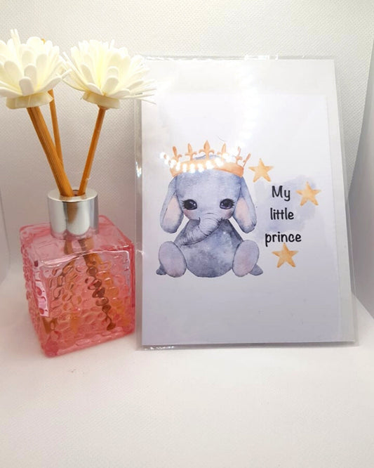 Elefant Folded Birthday Card, blank inside, envelope included